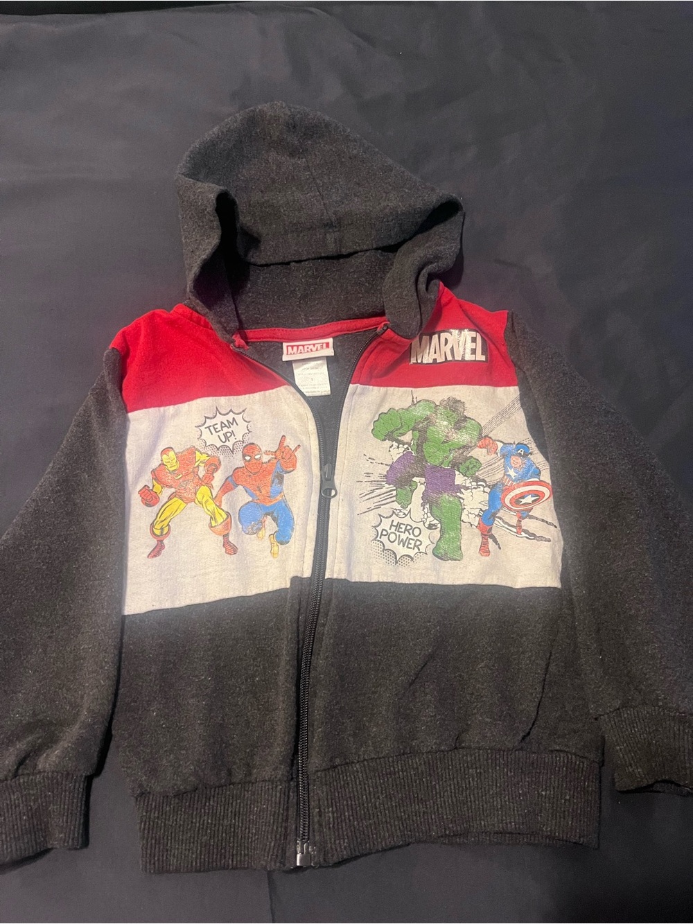 Marvel Kids Black, Red & Gray Superhero Zip Hoodie